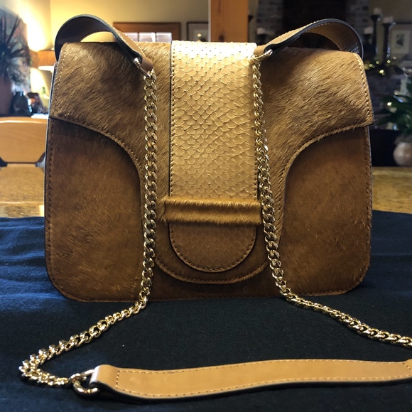 Vince Camuto Jenna Cowhide/Snakeskin Handbag - Picture 2 of 8